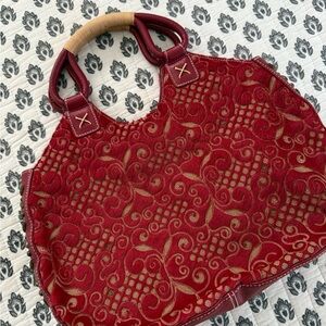 Elegant Red and Gold Women's Handbag